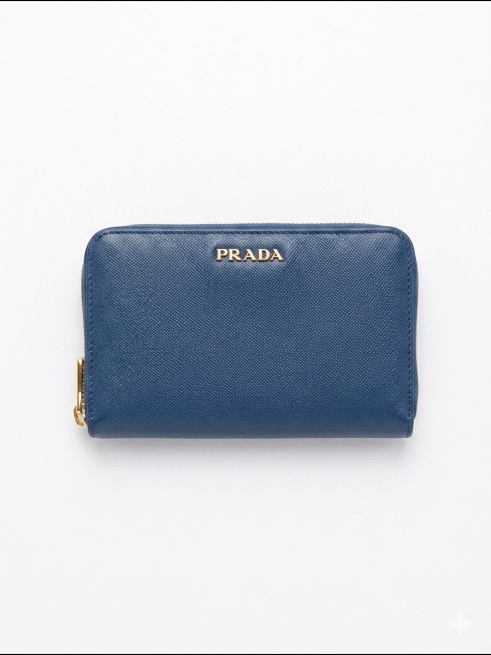 Prada Cross-Grain Saffiano Leather Blue & Teal Zip Wallet w/ COA - VGUC!